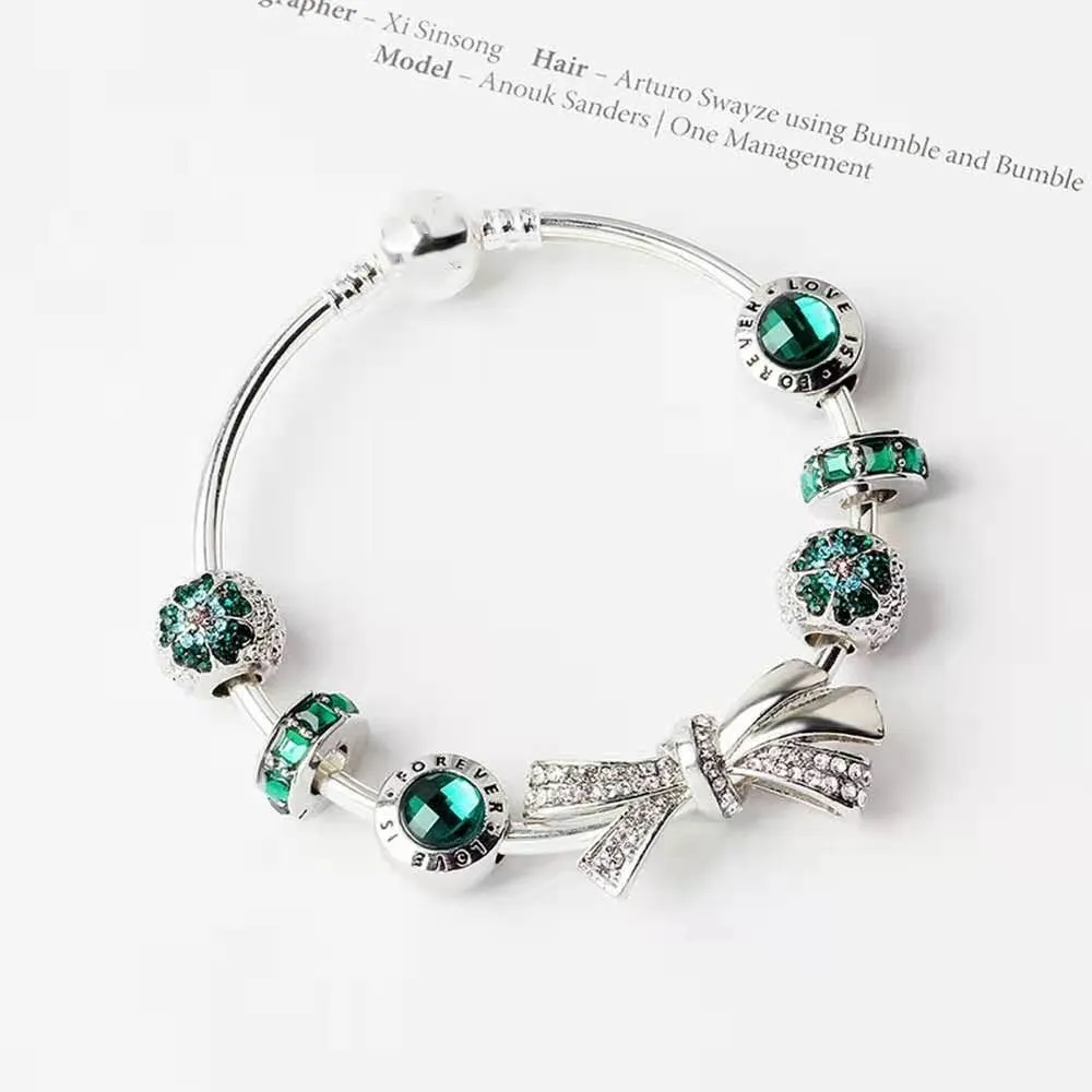 New fashion 925 braccialetti in argento braccialetto di fascino braccialetti con nodo arco braccialetti di fascino braccialetto gioielli fai da te Natale e regalo di San Valentino282S