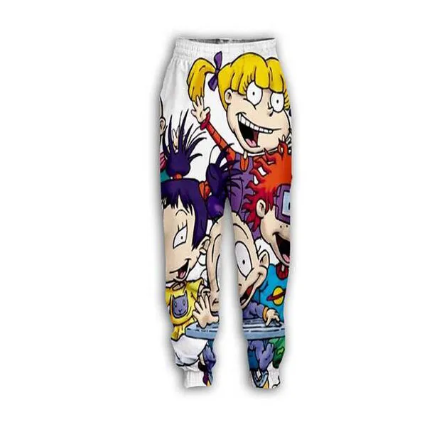 New Men Womens Cartoon Rugrats 90年代の面白い3DプリントファッショントラックスーツヒップホップパンツMH059211L