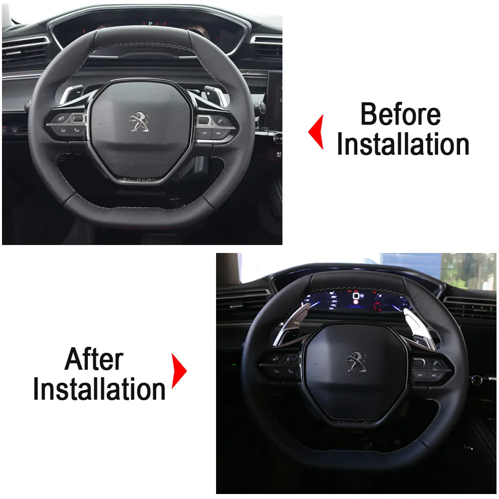 For Peugeot 208 2008 308 3008 508 5008 SW GT Car Steering Wheel Paddle Shift Extension Shifters the rudder DSG Gear Car Stickers7907652