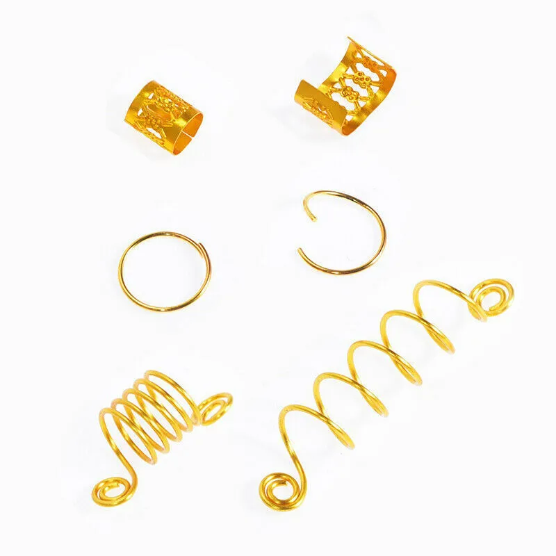 Metal African Hair Rings Beads Cuffs Tubes Charms Dreadlock Dread Hair Braids Jewelry Decoration Accessories Gold 2203128733425