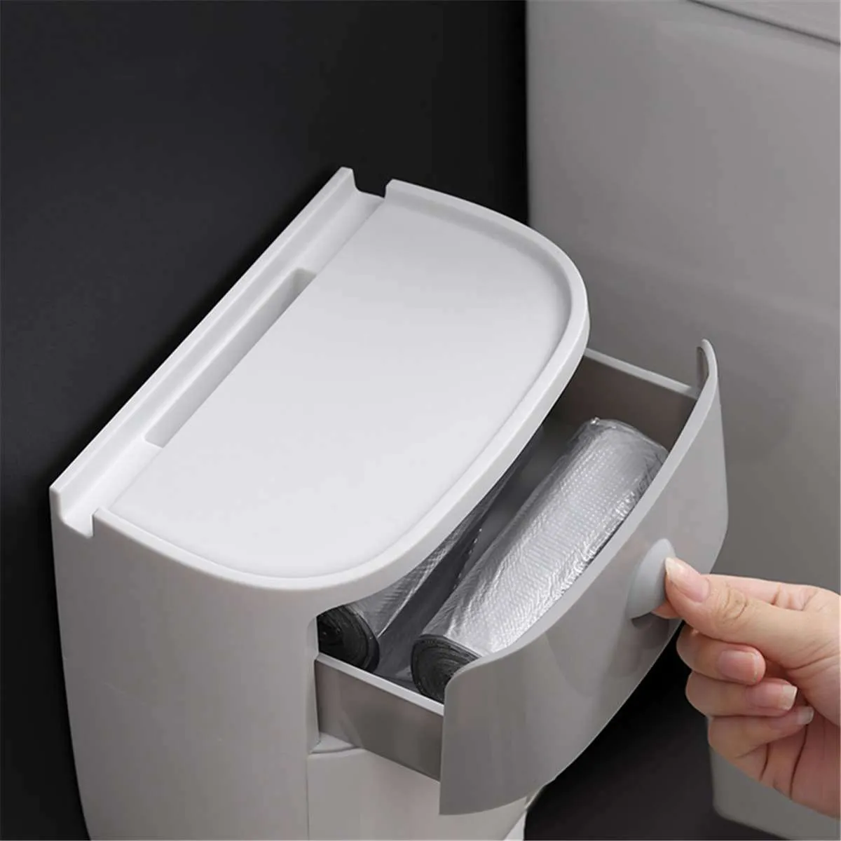 Neue Wasserdichte Wandhalterung Toilettenpapierhalter Badezimmer Toilettenpapier Fach Rollenpapier Rohr Aufbewahrungsbox Kreative Rack Tissue Box H T200425