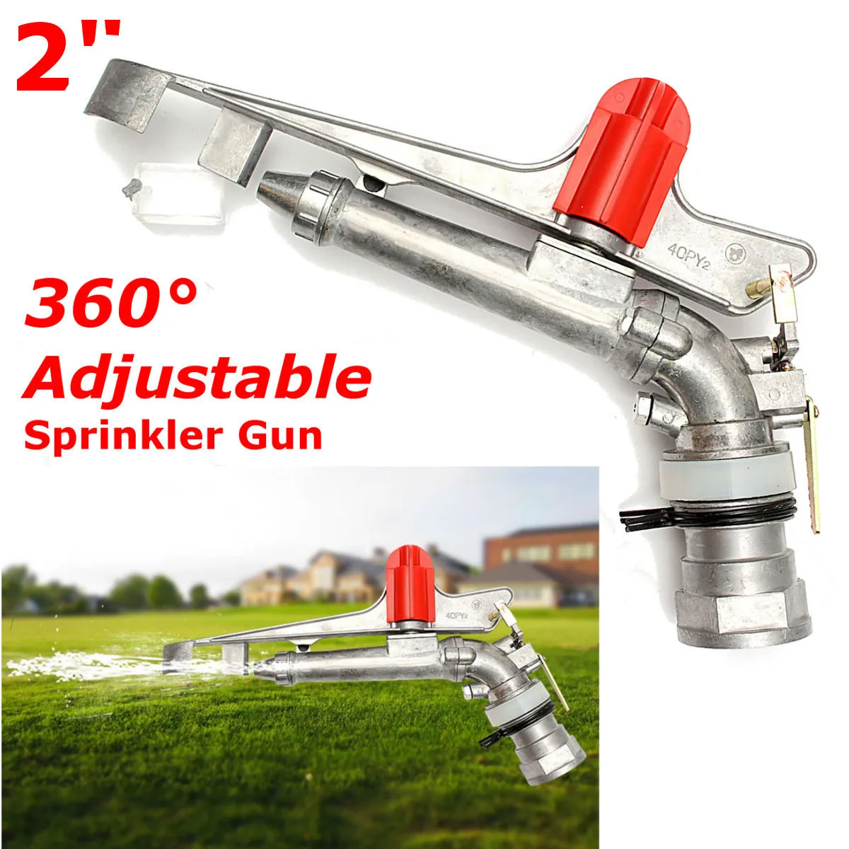2quot DN50 Zinklegering Munstycke Irrigation Sprinkler Gun Water System 360 Degrees Justerbar regn Spray Gun Field Sprinklers T200534099719