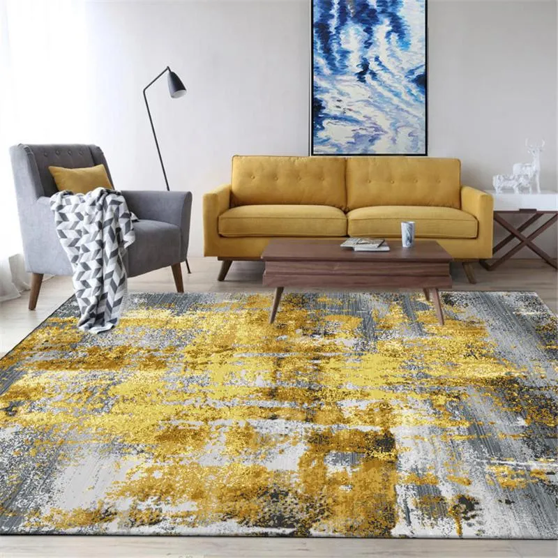 Tapis moderne abstrait gris or pour salon, Style nordique, café, sol, Table, cuisine, chevet, couloir, chambre à coucher, 282Q