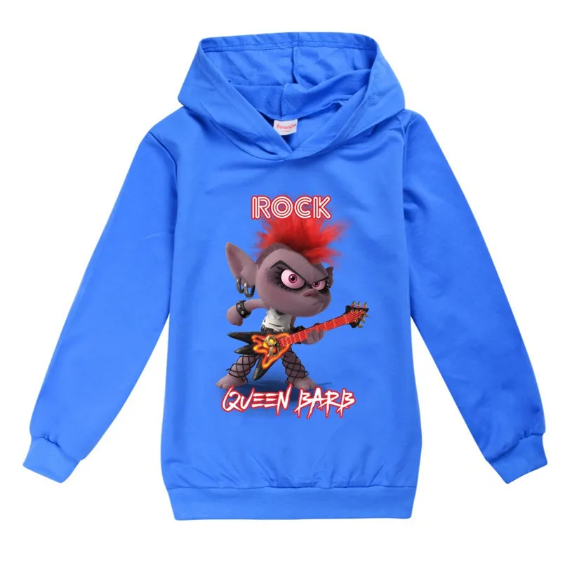 Trolls Rock Queen Barb ragazzi felpe vestiti con cappuccio bambini bambini cartoni animati con cappuccio chitarra costume di Halloween ragazze adolescenti abbigliamento LJ207377966