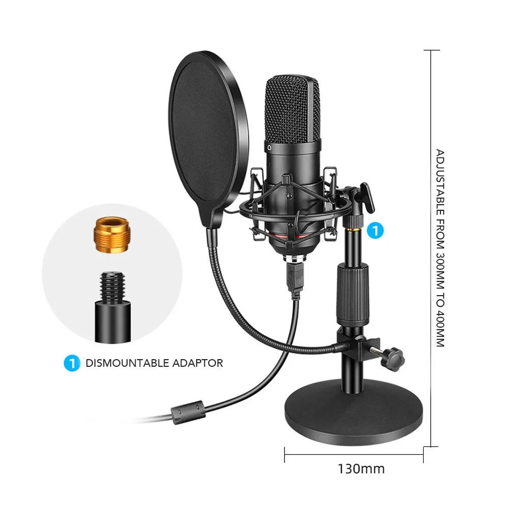 Profesjonalny zestaw mikrofonowy bm800 Mikrofon pojemnościowy USB do gier ze składanym filtrem stojakowym do nagrywania strumieniowego wideo na PC