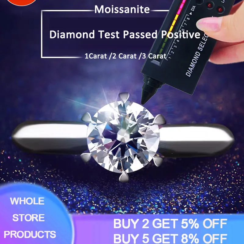 Platinum Rings Women Solitaire Moissanite Ring Eternity Engagement Wedding Band if fake, refund 100 times of the price