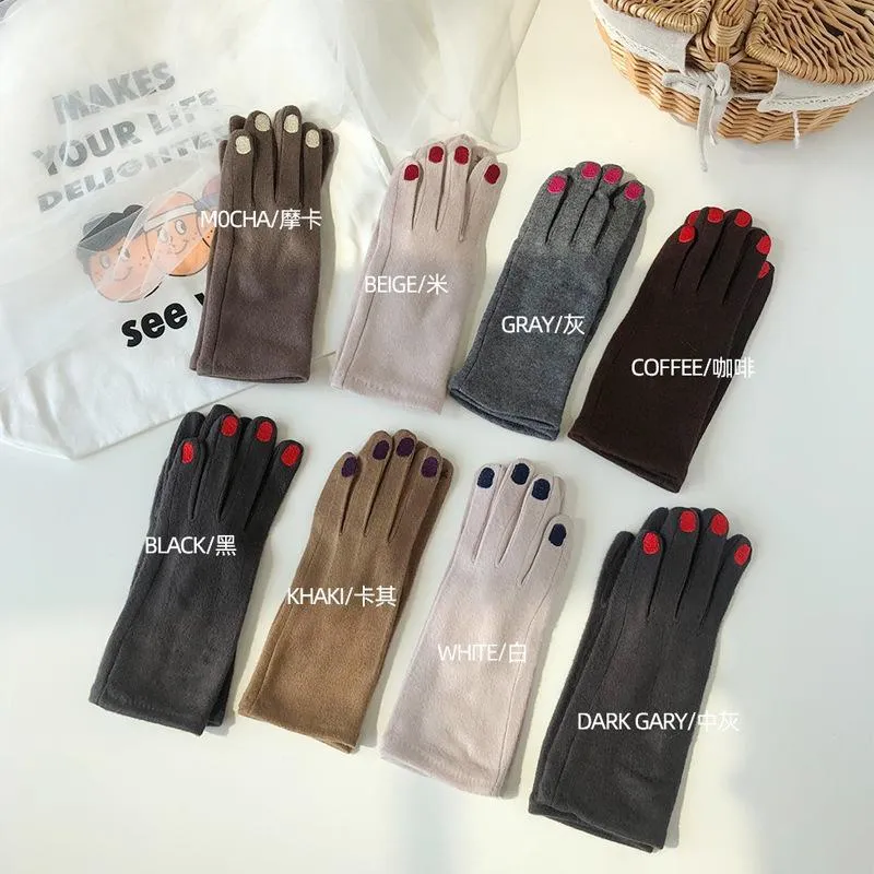 Five Fingers Gloves Chic Nail Polish Cashmere Creative Women Wool Velvet Thick Touch Screen Woman's Winter Warm Driving284z