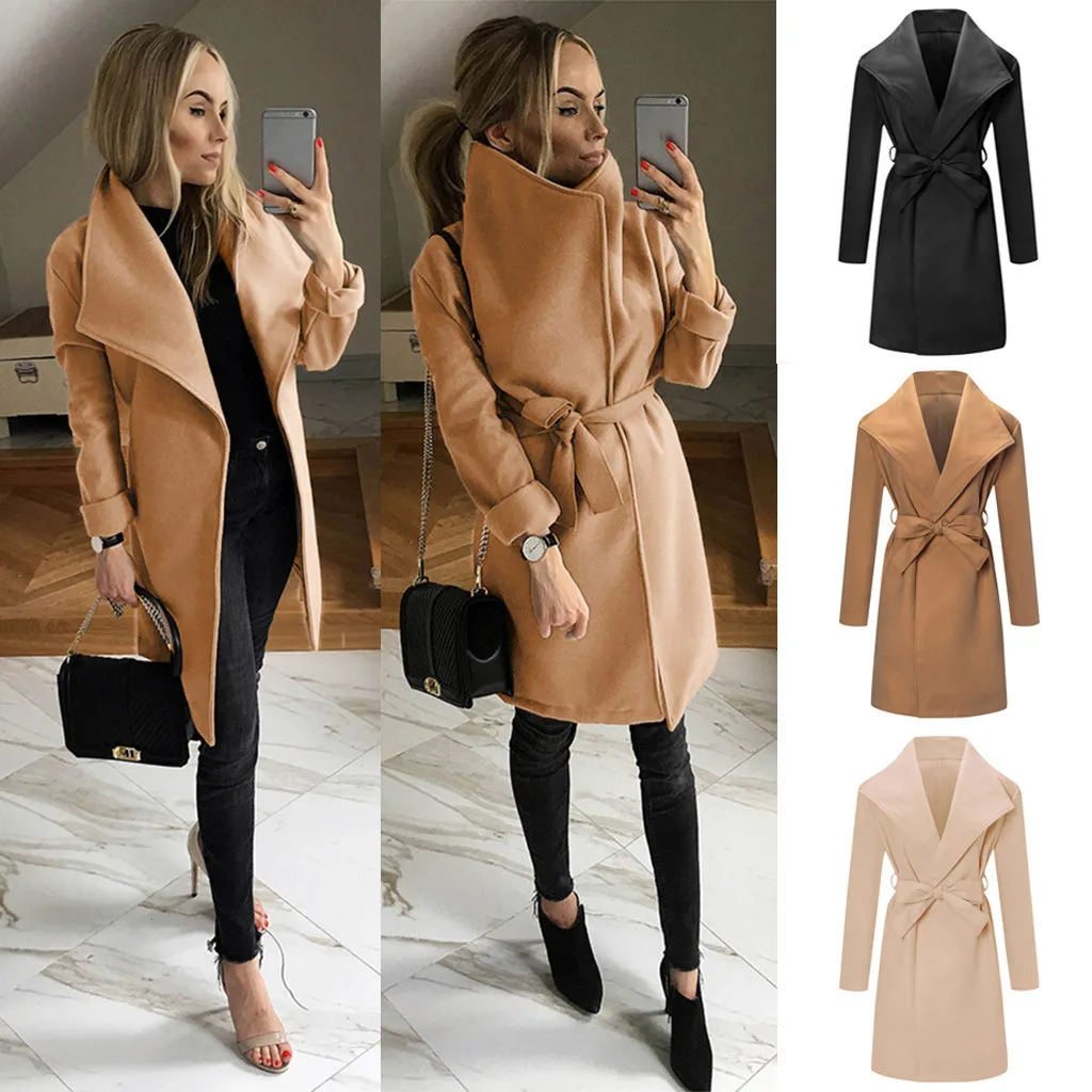 SAGACE Nouvelles Femmes Long Super Épais Manteau De Laine Mince Type Femelle Automne Hiver Laine Manteaux À Manches Longues Ouvert Cape Casual Veste 201028