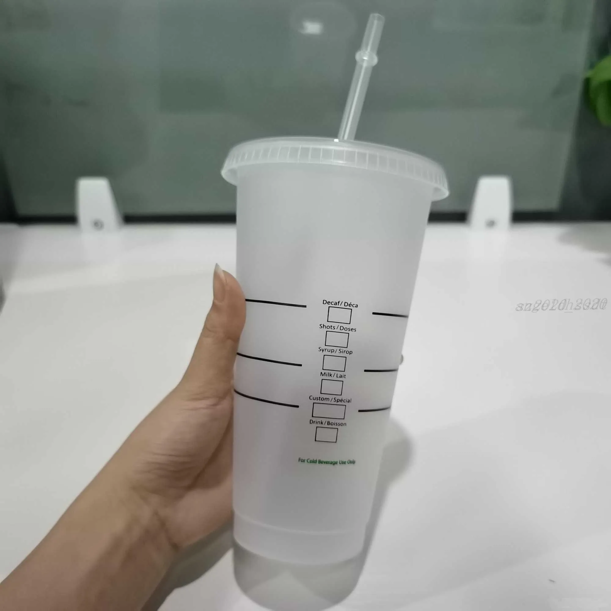 24oz Tumblers Plastic Drinken Juice Cup met Lip en Stro Magic Koffiemok Costom Starbucks Plastic Transparante Cups