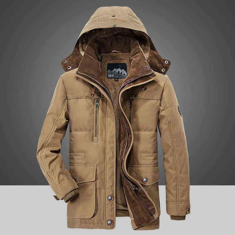 Parkas con capucha de invierno para hombre, chaqueta gruesa con forro de piel, abrigo informal para hombre, abrigos desmontables, chaqueta Masculina de talla grande 4XL 220105