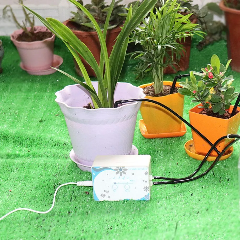 Jardin intelligent Dispositif d'arrosage automatique Plantes succulentes Plante en pot Outil d'irrigation goutte à goutte Pompe à eau avec système de minuterie T200530