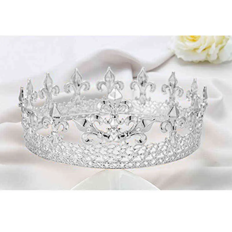Barokke vintage Royal King Crown for Men Full Round Sliver Big Gold Tiaras en Crowns Prom Party Kostuum Haaraccessoires 220125248215518