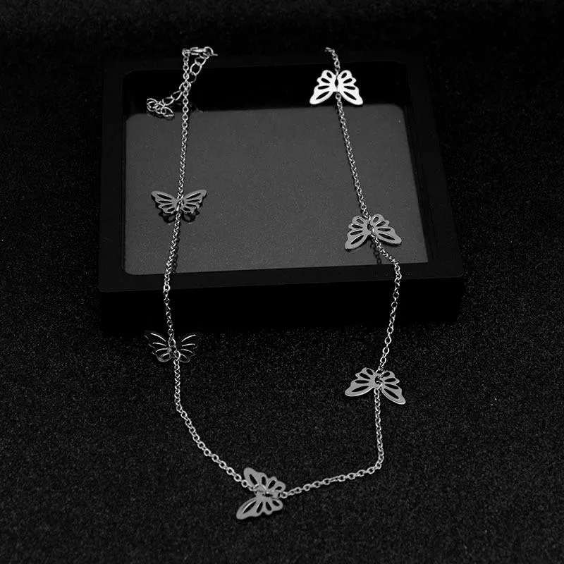 2020 Small Animal Butterfly Stars Chain Necklaces for Women Silver Color Clavicle Chain Necklaces Jewelry Accessories1265t