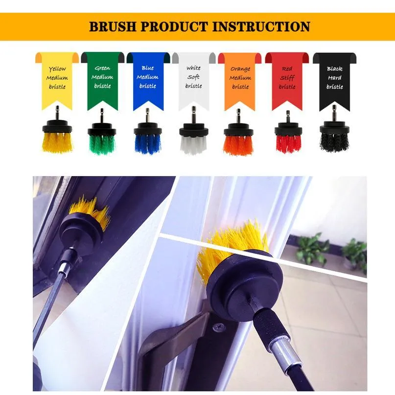 4 pçs / set power purificador broca escova kit escova de limpeza elétrica com extensão para carro grout telhas banheiro k bbyjmm306o
