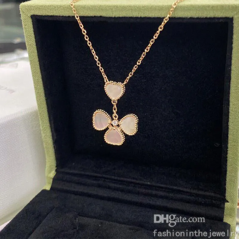 Necklace Designer Jewelry men Pendants Four Leaf Clover necklaces Pendant Rose Gold Silver Easter chain crystal for women 14k real248F