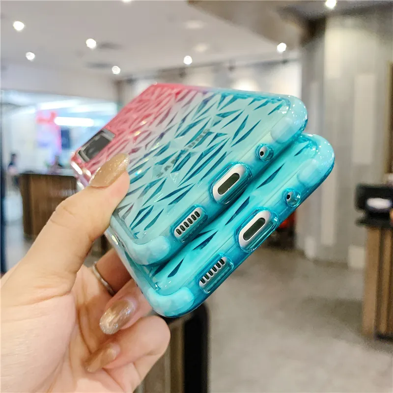 3D Gradient Diamond Texture Phone Cases For Samsung Galaxy S20 S21 Plus Note 20 Ultra A52 A72 A31 A51 A71 S8 S9 S10 Back Cover