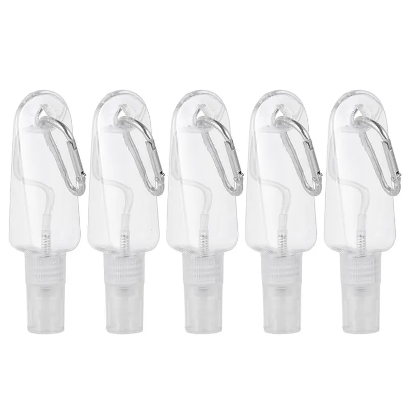 Dispenser di sapone portatile da 5 pezzi Bottiglie di disinfettante le mani appese Bottiglie di shampoo liquido spray nebulizzato con ganci