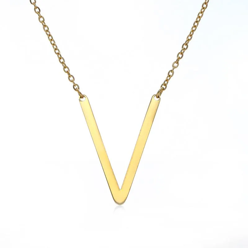 Neue minimalistische Gold Roségold Silber Farbe 26 A-Z-Buchstaben Name Erstes Halsketten für Frauen Langer großer Buchstaben Anhänger Halskette1199r