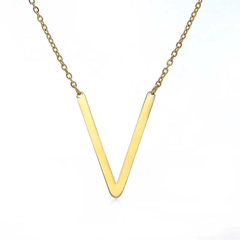 Nuovo minimalista oro rosa oro argento colore 26 A-Z lettera nome collane iniziali le donne collana lunga con pendente grande lettera12053