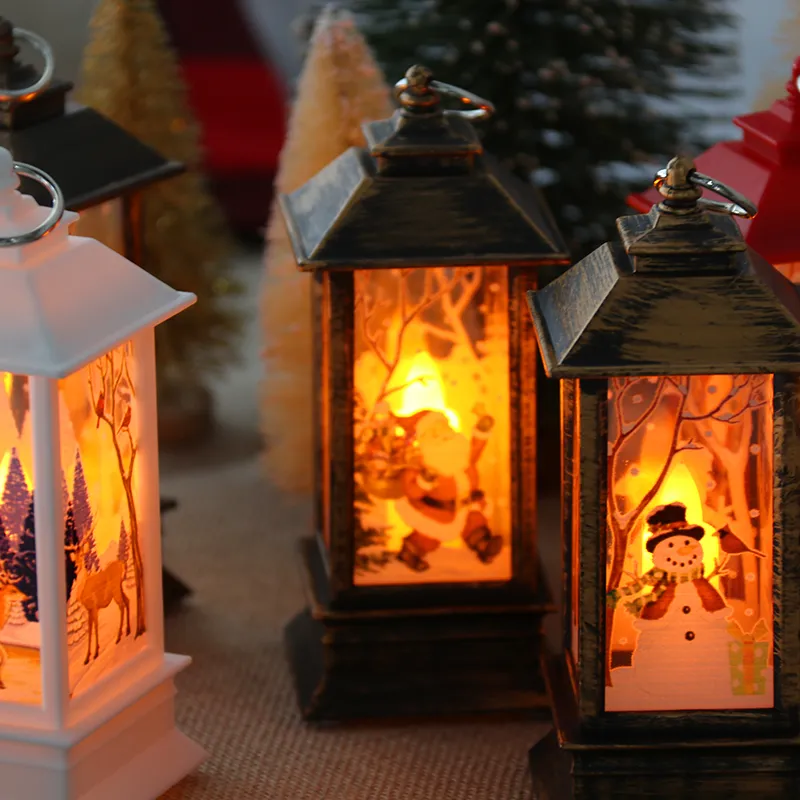 Noël LED lanterne bonhomme de neige renne Père Noël décorations lumineuses pour la maison de Noël navidad natal décor Y201020