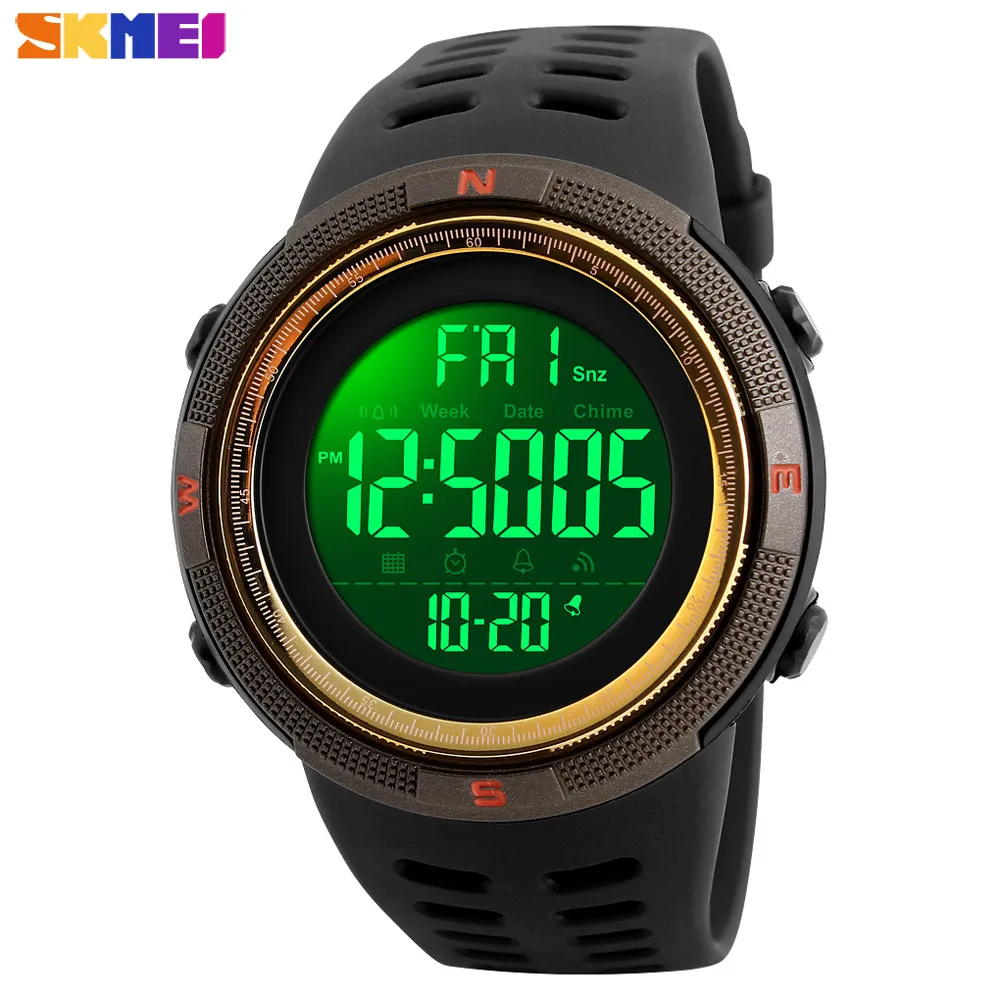 Skmei Waterproof Mens Watches New Fashion Casual LED Digital Outdoor Sports Watch Men Multifunction Student Wrist Watches 201204283Z