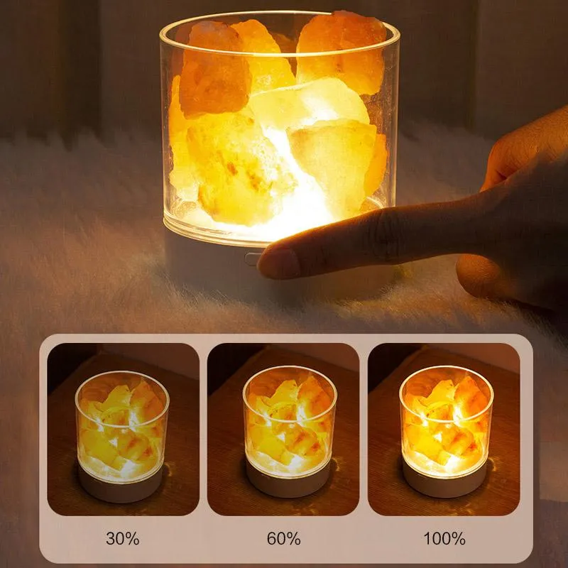 Factory direct colorful led atmosphere night light Bedroom Living Room Crystal Salt Anion Air Purification lamp2960