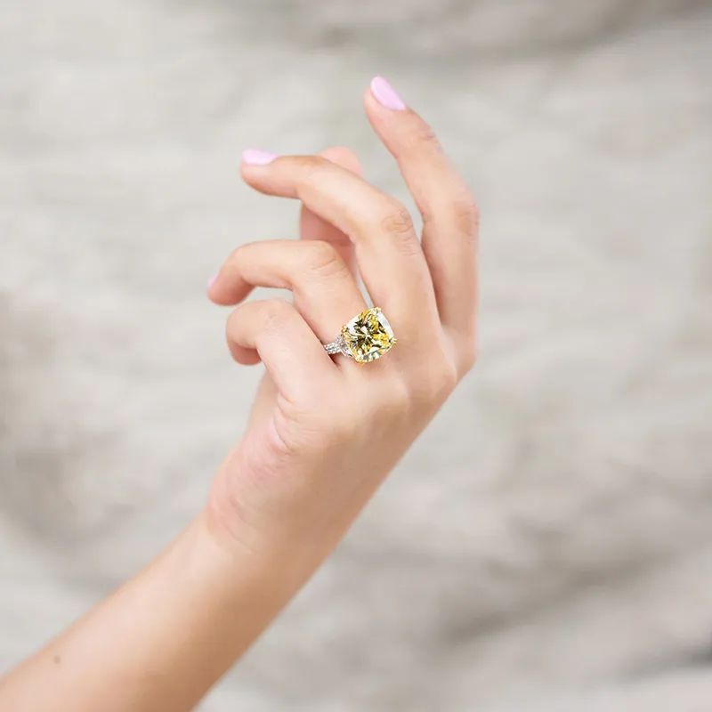 Oevas 100 925 prata esterlina espumante quadrado rosa amarelo branco alto carbono diamante anéis de casamento para mulheres finas jewery presentes y15167868