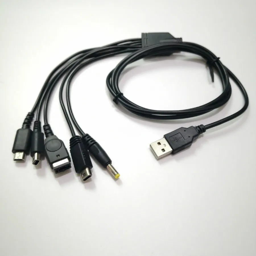 Câble de charge de jeu 1.2M 5 en 1 pour NDS Lite/Wii U/GBA SP/nouveaux cordons de chargeur 3DS XL LL/PSP
