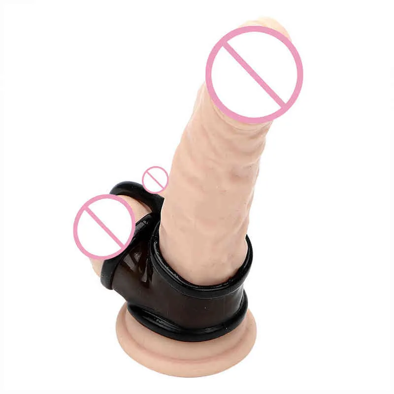 NXY Cockrings Olo Elastic Dildo Extender Penis Ring Cock Delay Ejaculation Sex Toys for Men Male Chastity Device 0215