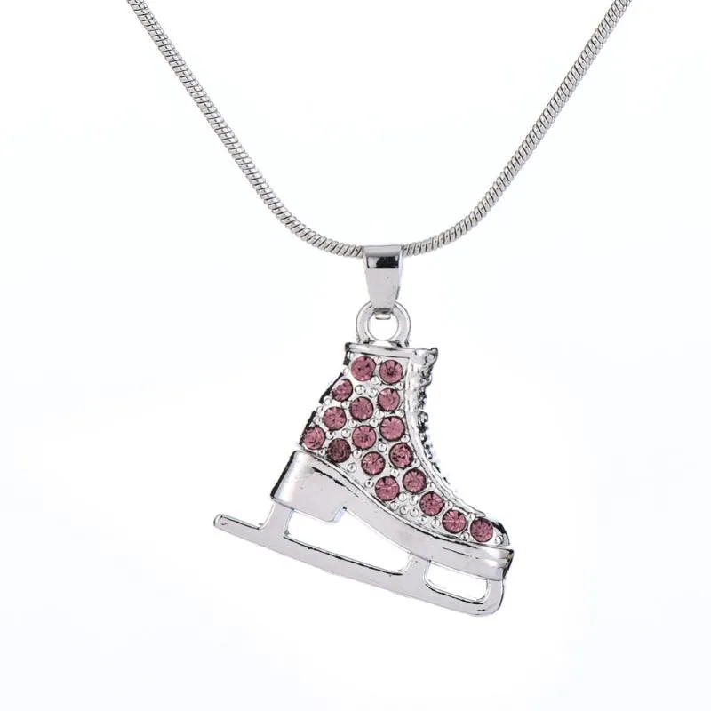 EUEAVAN Multi Color Rhinestone Skates Shoe Pedant Necklace Sport Jewelry For Women Whole2373