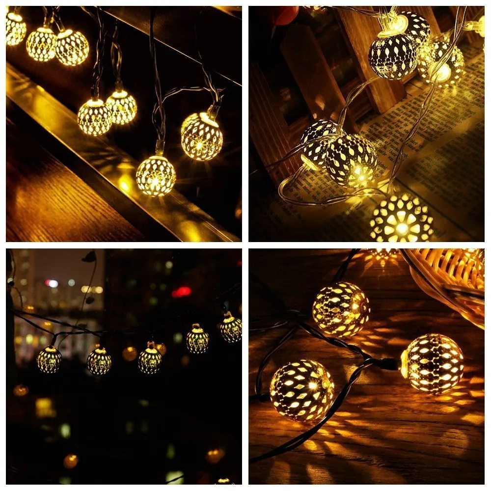 LED Solar Lamp Crystal Ball Power Led String Fairy Lights Solar Outdoor Garlands Garden Kerst Decor Lampy Solarne 201130