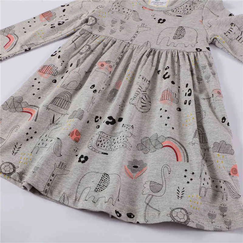 Kot Aplikacja Girls Sukienki Bawełniana Księżniczka Z Długim Rękawem Dress Baby Dress Animals Costume Party Cute 211231