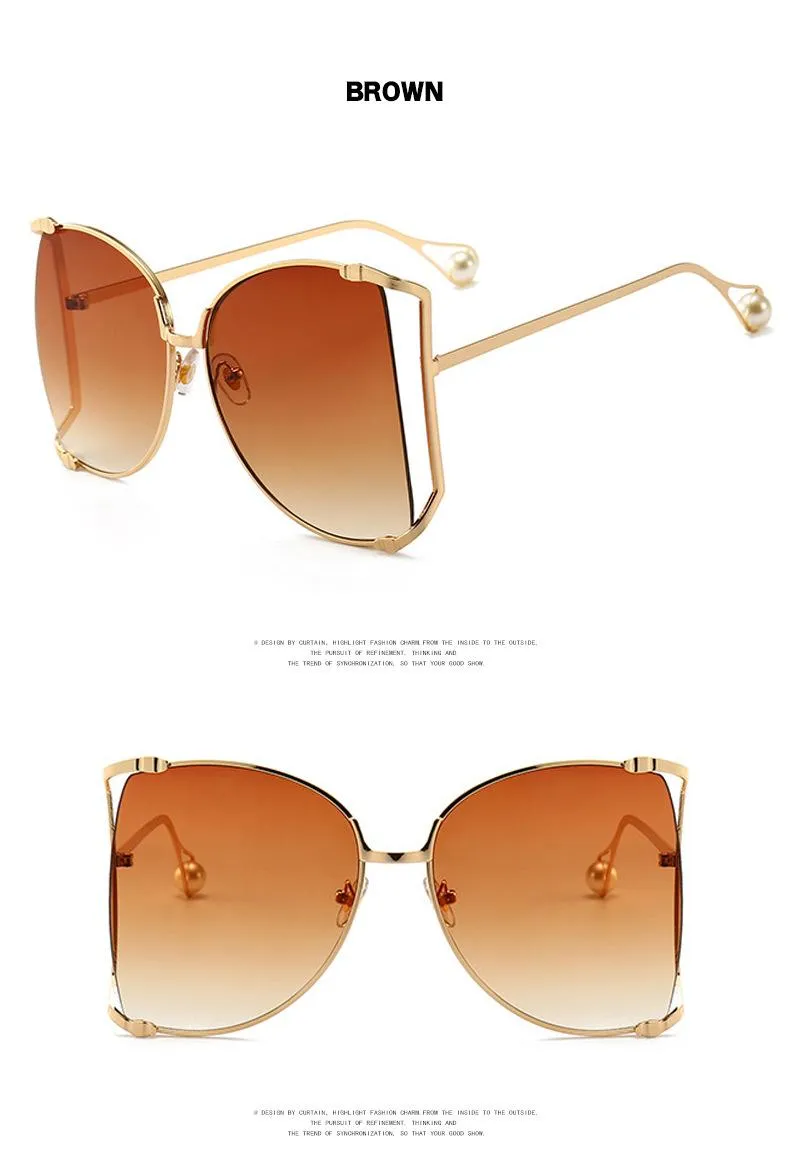 Designer sunglasses Fashion Over Sized Frame Metal Sunglasses Women Anti-Reflective Gray Mirror Irregular Vintage Men Sun Glasses 2427