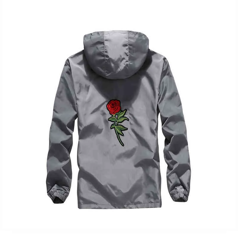 QSuper Rose Bomber Men Jacket Hip Hop Slim Fit Flowers Pilot Men Coat Men's Hooded Jackets Male Brand Clothing 220124
