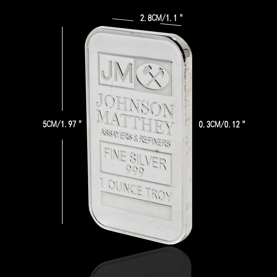 Johnson Matthey 1oz Silver Bar Craft Bullion 50mm x 28 mm 아크릴 투명 플라스틱 상자 포장 6818340