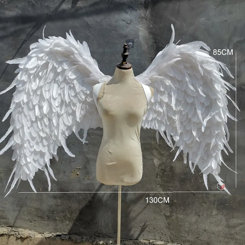 Pure Blanc Bendable Angel Wings Natural Feather Large Fairy Wing for Wedding Birthday Party Decor Magazine Shoot Accessories250E