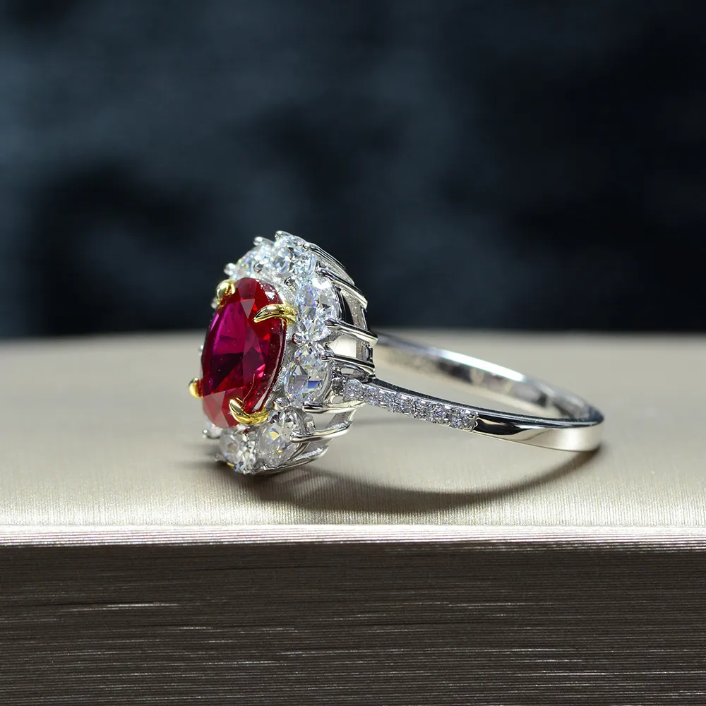 Wong chuva vintage 100% 925 prata esterlina criado moissanite rubi pedra preciosa anel de noivado casamento jóias finas presente inteiro y1285j