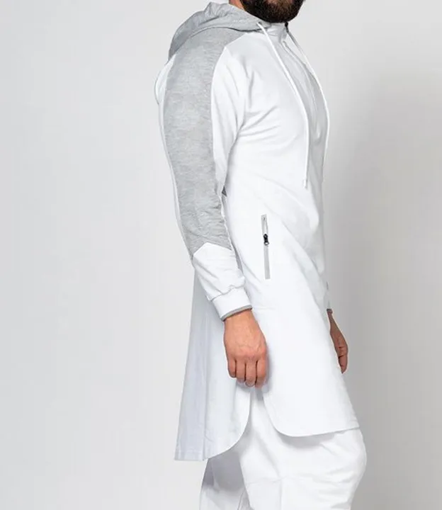 Nya Mäns Patchwork Muslim Arabiska Sweatshirt 2020 Höstens dragkedja Fullständigt Huvor Hooded Long Fitness Toppar Jogging Kläder C9D421S C1116