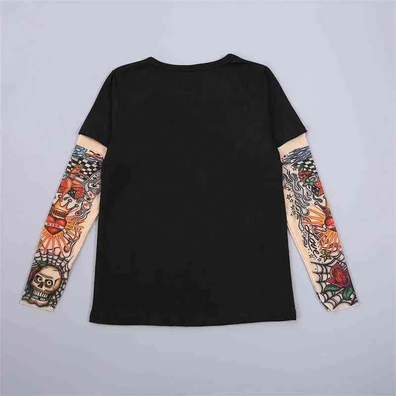 Children's T-shirt 2020 Boys Girls Summer New Cotton Tattoo T-shirt Cartoon Long Sleeve Tees Printed T-shirts Kids Tops G1224