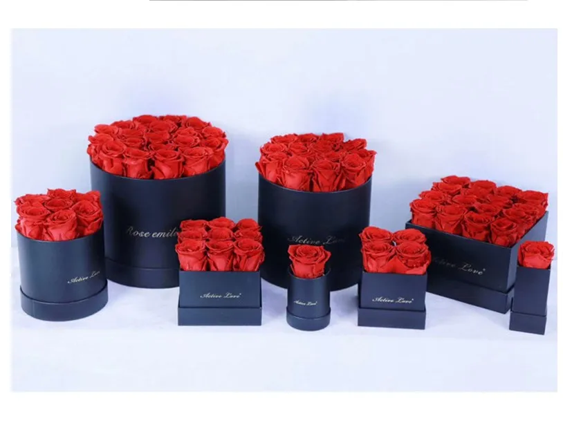 Flores eternas con cubo, caja de regalo para el Día de San Valentín, flor decorativa rosa, novia, esposa, festival romántico, presente 177Z