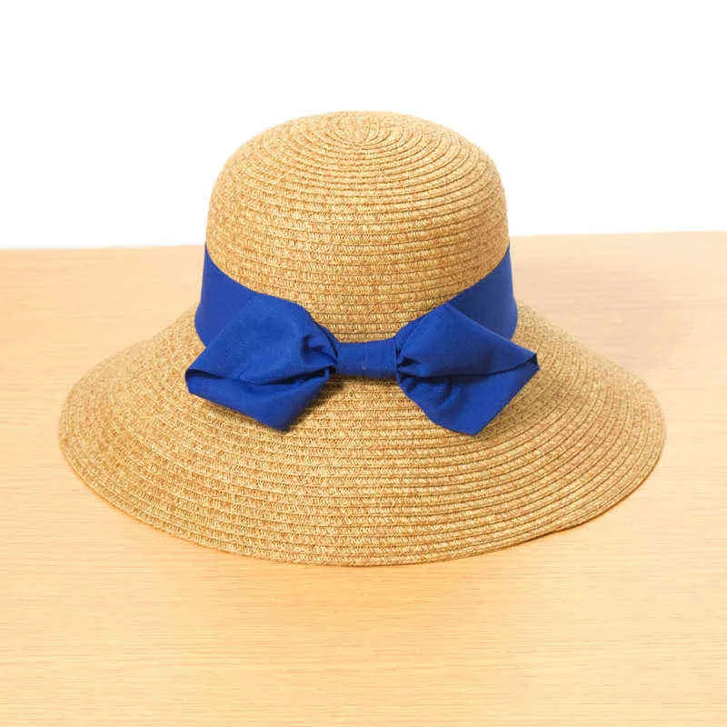 Sombrero para el sol para mujer, accesorio de playa de verano, cinta de ala ancha de paja, transpirable, Upf50 para adolescentes G220301