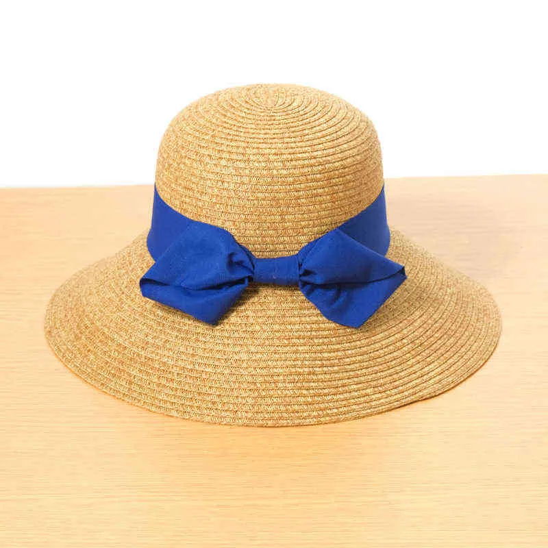 Sun Hat Women Summer Beach Accessory Straw Wide Brim Ribbon Breathable Upf50 For Teenagers G220301