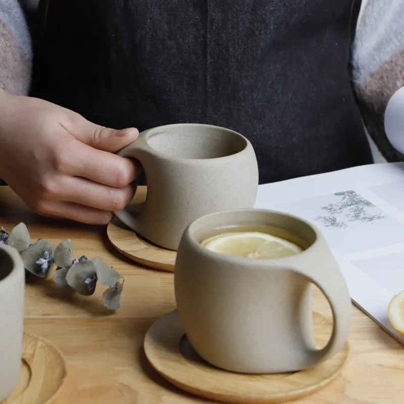 Creative Retro Keramikmugg Stöd Kaffekopp Mjölk Hem Japanskt Te Office Drinking Breakfast Cup 220311
