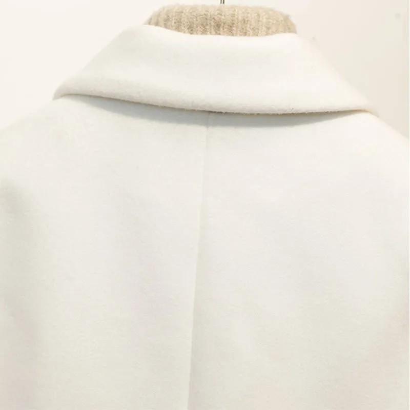 Revestimento grosso Mulheres Bow Slim bolso lã inverno jaqueta mulheres Slim Woolen Long Cashmere Casacos Cardigan Jaquetas Elegant Blend 201217