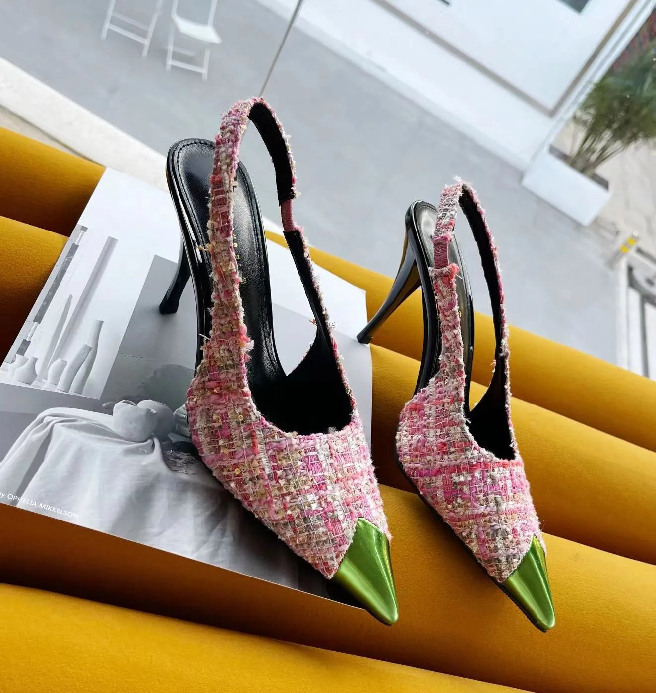 Scarpe colorate le donne Bocca superficiale Slingback Tacchi alti Sandali a spillo Donna 2022 Brevi pompe Cuneo a punta Aperto Fine Spri