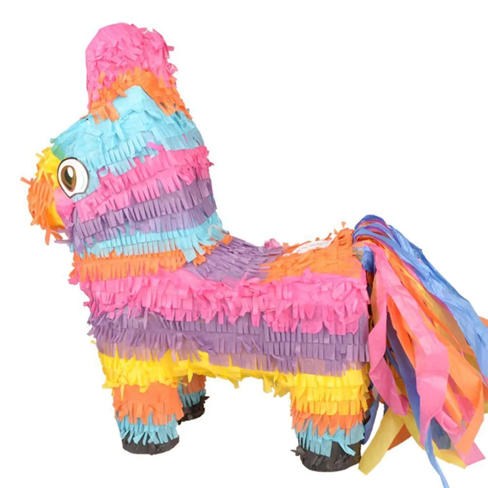 Piccolo arcobaleno asino pinata bambini compleanno a tema forniture feste gioco puntelli di caramelle bambola di simulazione regali bambini decorazione fai da te Y200903