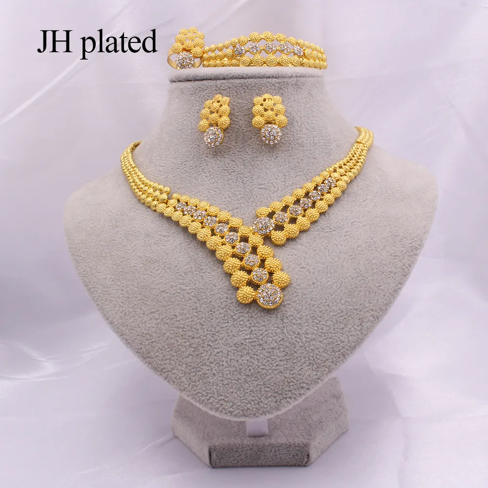 Ethiopia 24K Gold Jewelry sets for women jewellery African wedding bridal gifts bridal party Bracelet Necklace earrings ring set 2213U