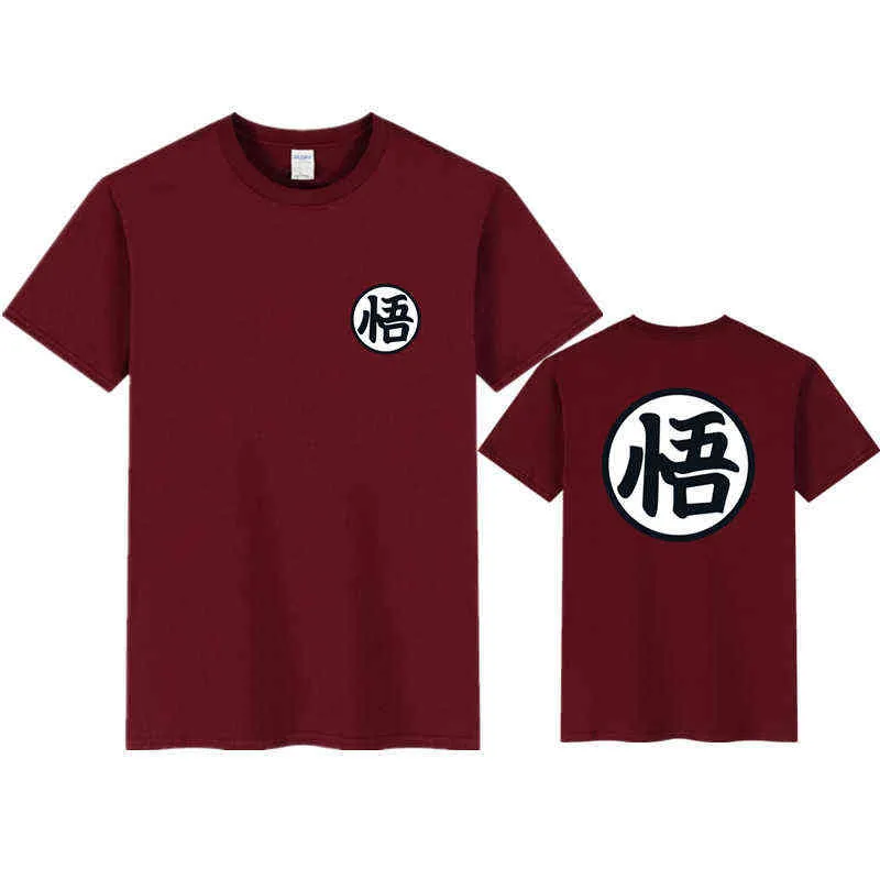 2021 Nieuwe Zomer T-shirts Goku Kostuum Cosplay Korte Mouw T-shirt Japan Anime Print T-shirt Vrouwen Katoenen Herenkleding Top T-stukken G220223