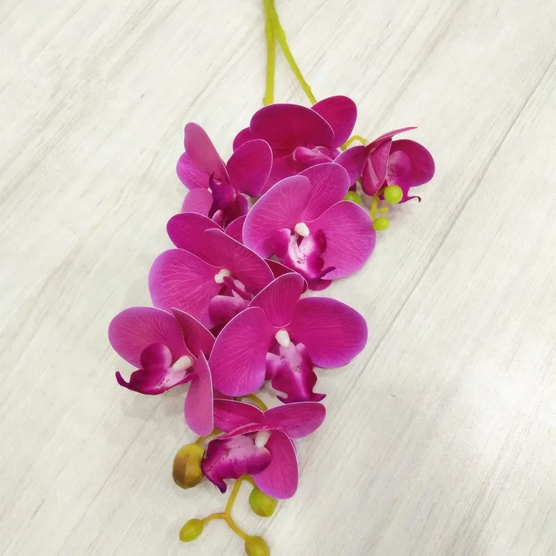 5 pièces fleurs d'orchidées papillon artificielles en latex 8 têtes 2 branches pièce orchidée Phalaenopsis au toucher réel 27 pour décoration florale278W