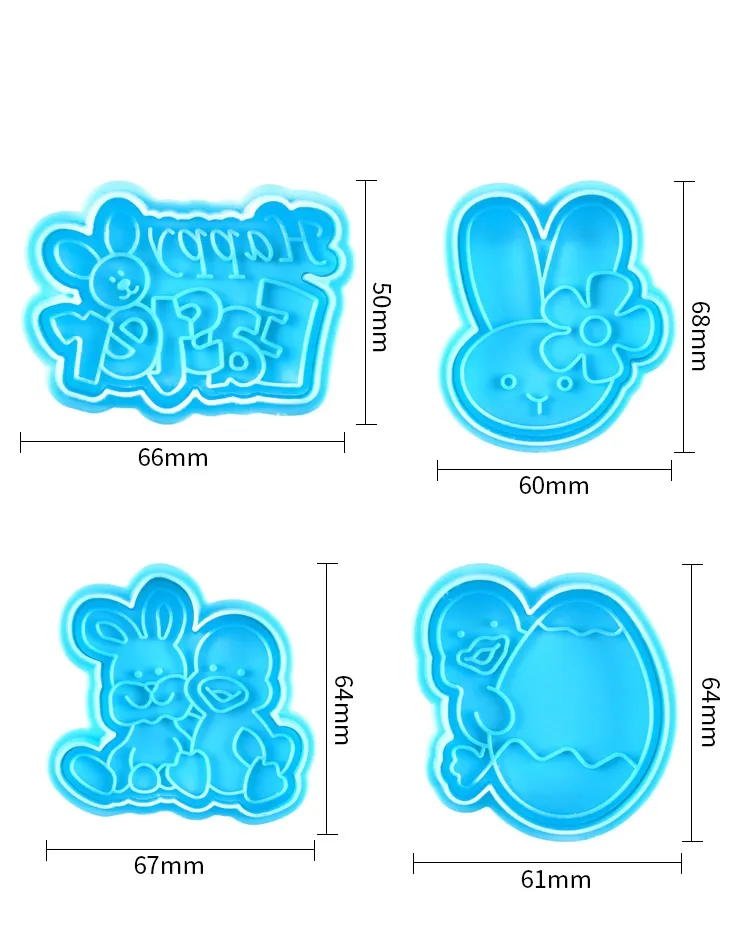 Blue Easter Spring stampo 3D tridimensionale irregolare stampo in plastica biscotti Stampi da forno T2I53366